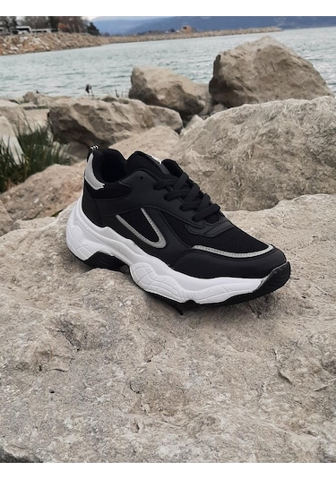 Dunlop 2323 Siyah-Beyaz Renk Fuspetli Kalın Taban Spor Ayakkabı AYKSAYAK-000503