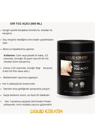Yoğun Toz Açıcı Yakmadan Saç Açma 500gr