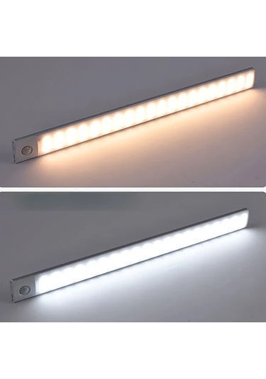 Honeybeeshop 2 Adet Simli Led Hareket Sensörlü Işıklar Manyetik Usb Şarj Ayarlanabilir Renk Parlaklık Plastik Tüp Işık Ev Kullanımı 36v Şarj Edilebilir Pil Simli