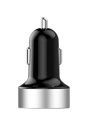 Hy-36 Çift Usb Araç Şarj Cihazı Metal Alüminyum Renkli Yan Çift Usb Şarj Cihazı - Gümüş Rengi