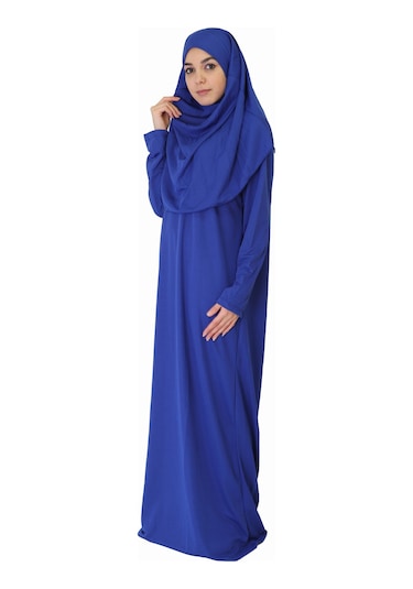 Koyu Mavi Fermuarsız Namaz Elbisesi Koyu Mavi