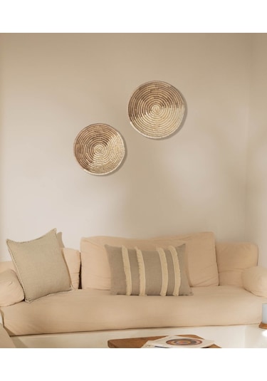 Koza Home Meander Natural Bambu Afrikan El Yapımı Duvar Tabağı Dekoru 45cmx