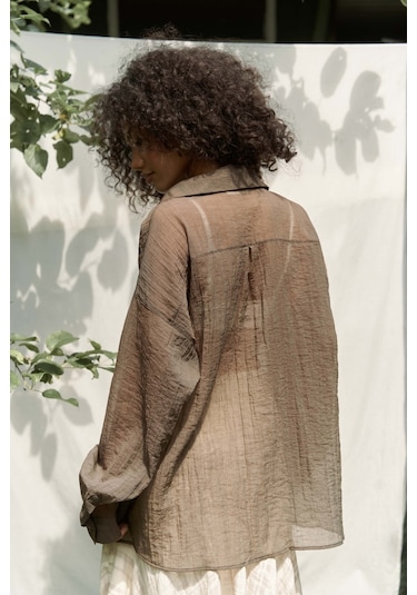 Mai Collection Mai Studios Co. Syaritta Oversize Kahve Transparan Gömlek Kahve