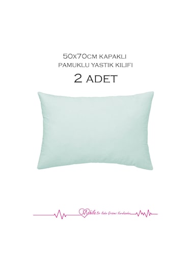 2 Adet Lüks Pamuklu Yastık Kılıfı 50x70 Kapaklı Model, Pamuklu Yastık Kılıfı Turkuaz