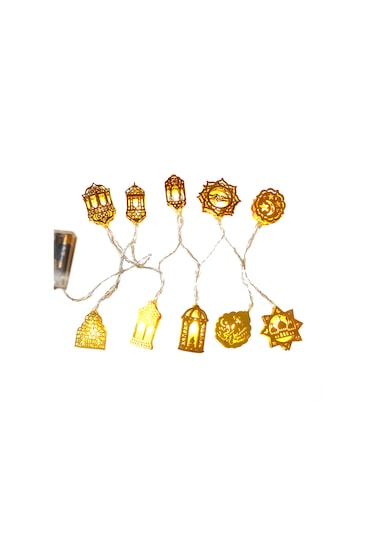 Yaozixa Ramazan Bayramı 1.6m 10 Led Sabit Aydınlatma Demir Çalışma Kalesi Şekilli Dekoratif Işık Zinciri Pil Dahil Değil Ilık Beyaz