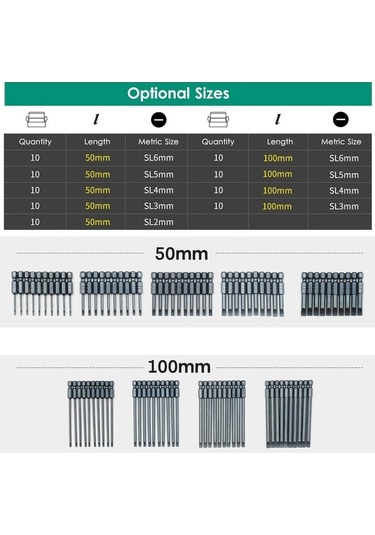 Dancemonkey 10 Parçalı Oluklu Tornavida Ucu Seti 1/4 Inç Sl4 5 Cm