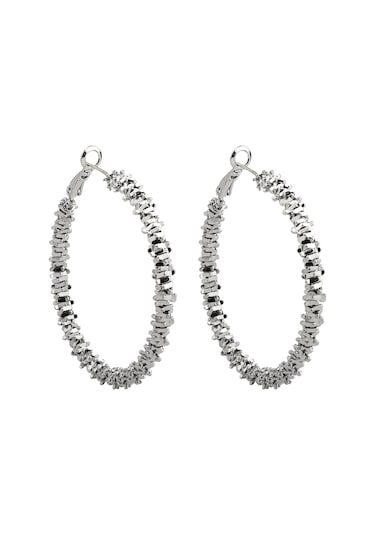 Silver Geometrik Halka Küpe-596 Gümüş