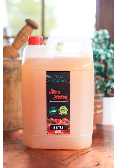 Yeşil Mercan Elma Sirkesi Katkısız %100 Doğal Fermente 5 L