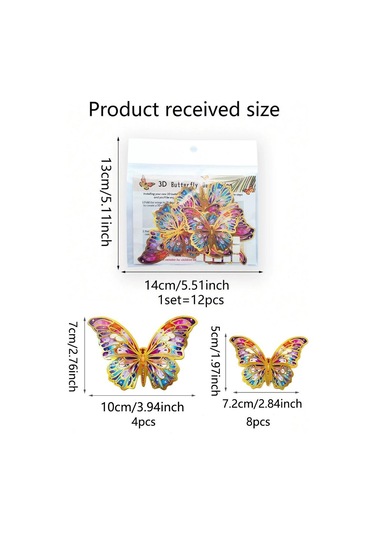 12 Adet 3d Kelebek Duvar Dekoru Lazer Kelebek Süslemeleri Doğum Günü Partisi Pasta Süslemeleri Bebek Duşu Çıkartmaları İçin Kelebek Duvar Dekoru Çıkartmaları Çok Renkli
