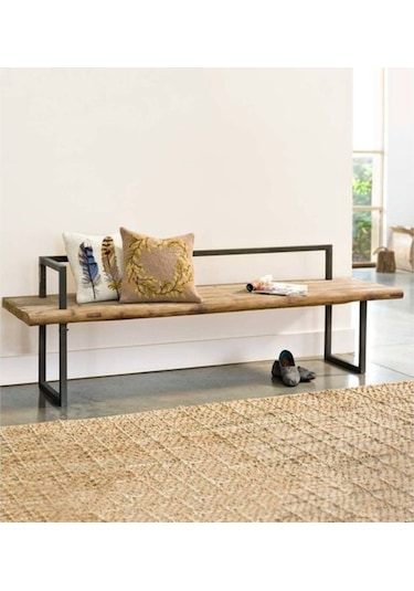 Abronyahediye Bank Bahçe Antre Hol Doğal Ahşaplı Metal Ayaklı Bank