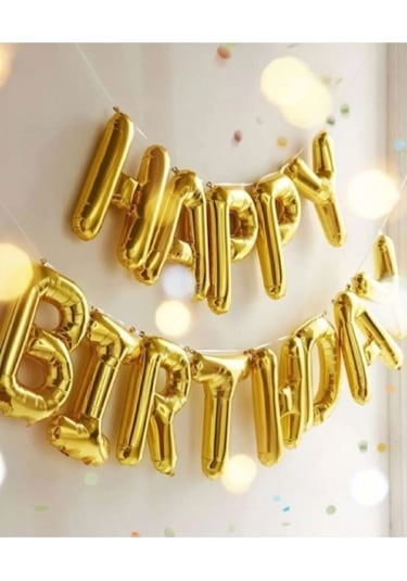 Happy Birthday Folyo Balon Gold Doğum Günü Set