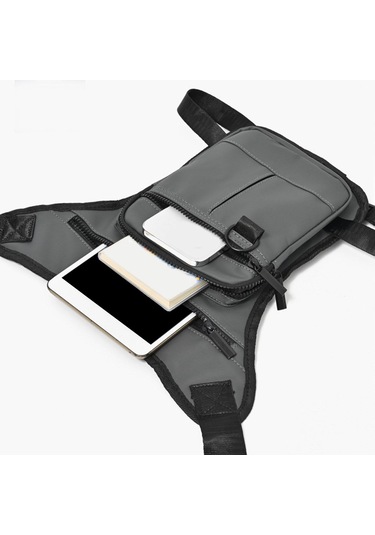 Homyl Erkek Bel Çantası Motosiklet Bacak Fanny Paketi Gri Gri