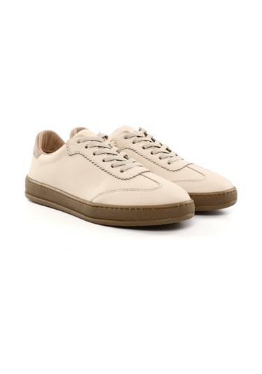 Gönderi R Kadın Bej Bağcıklı Hakiki Deri Sneaker Ddza83742881 Bej