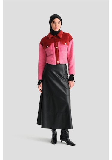 Blok Renkli Ceket 24k5600 Kırmızı-kırmızı Kırmızı