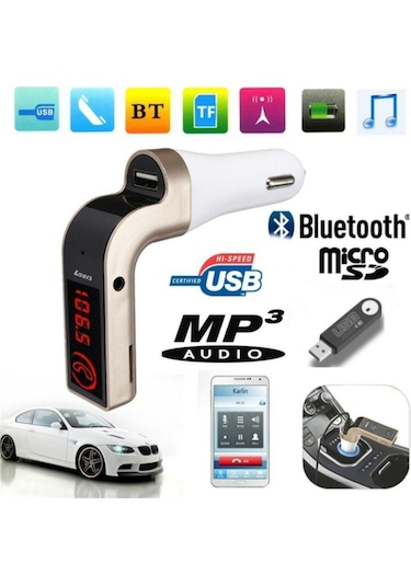 Android Ios Uyumlu Bluetooth Aux Oto Araç Teyp Kiti + Araç Sarj