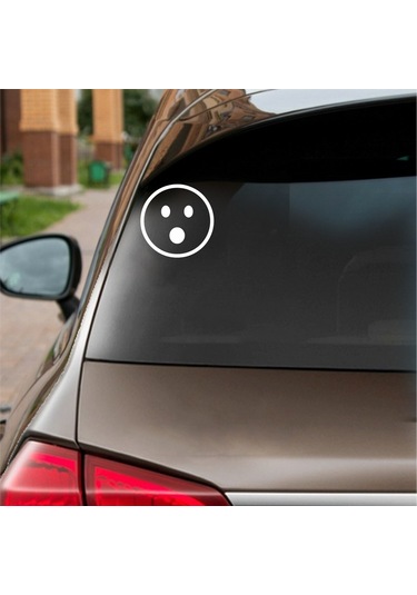 Şaşıran Emoji Araba Sticker Beyaz 16x16 Cm