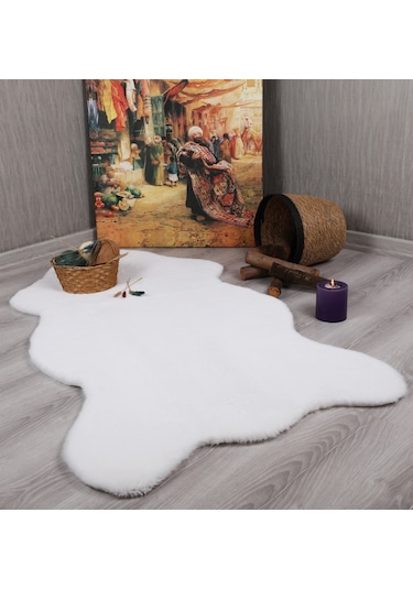 Tavşan Tüyü Dekoratif Ultra Yumuşak Post Peluş Kaymaz Halı 001
