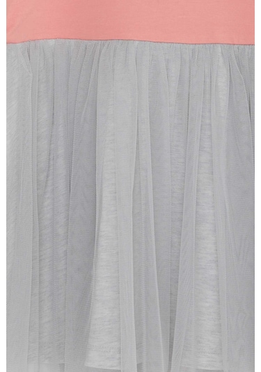 Breeze Kız Çocuk Uzun Kollu Elbise Pullu Çiçek Baskılı 3-8 Yaş, Gülkurusu