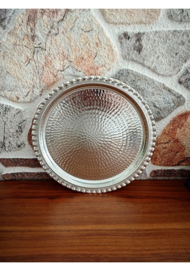 Modabakir Bakır Künefe Tepsi, Bakır Sunum Servis Tepsisi 30 Cm Model:6568995 Gümüş