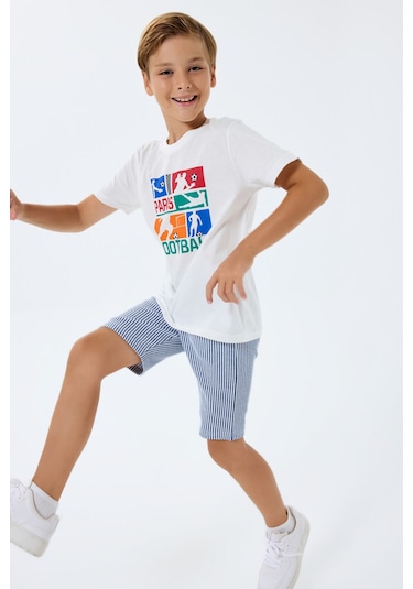 Rolypoly Erkek Çocuk Beyaz Bermuda Takım 5274-49627 Beyaz