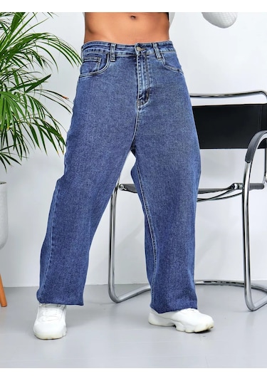 Sagezza Düz Boru Paça Geniş Jean 222840115 Mavi