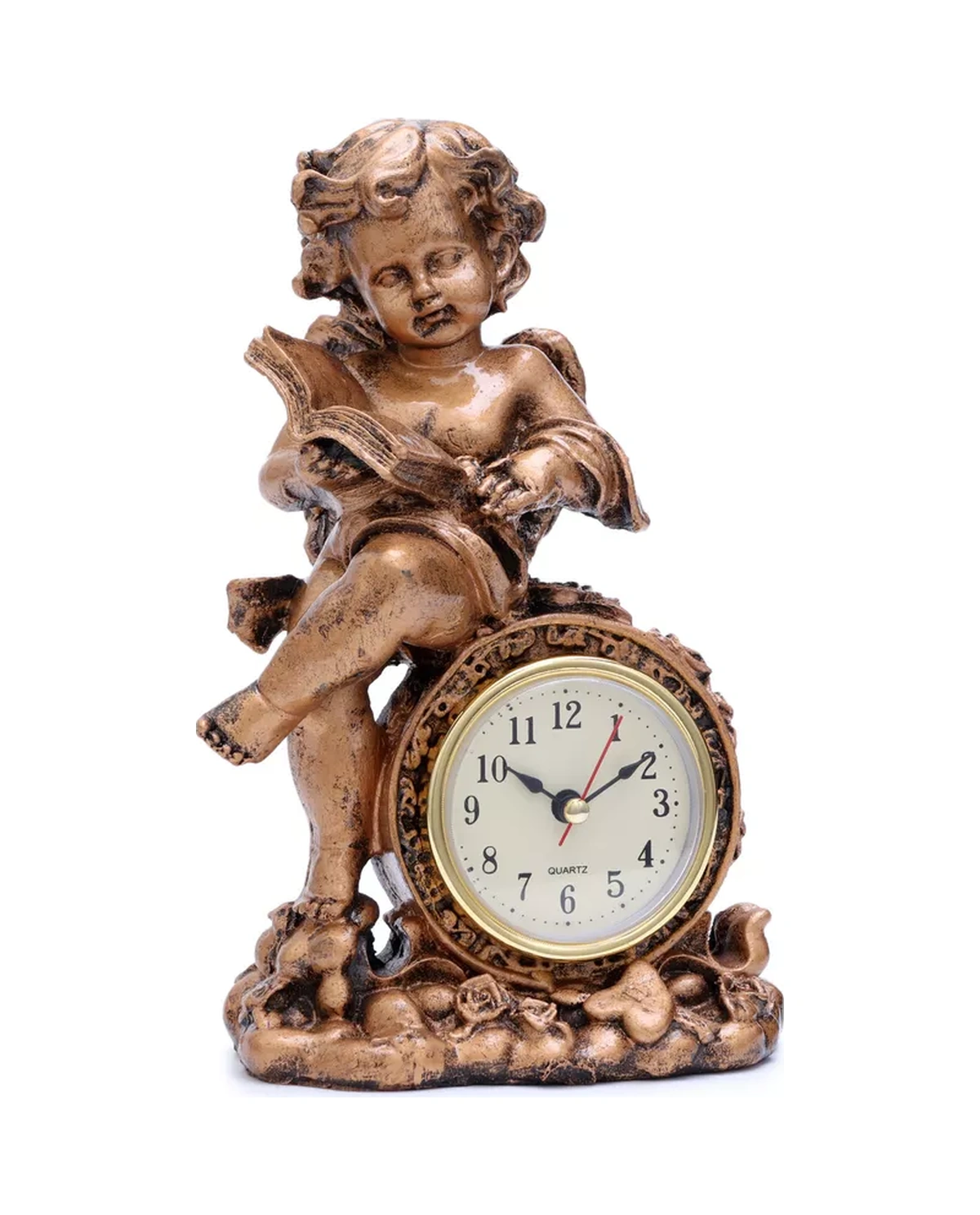 Simalend Masa Saati Dekoratif Melek Kitaplı İç Mekan 17683328 Altın Rengi