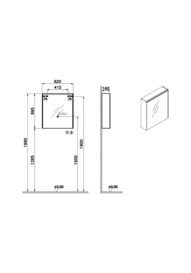 Vitra Core Dolaplı Ayna 60 Cm Led Sol 66909 Krom
