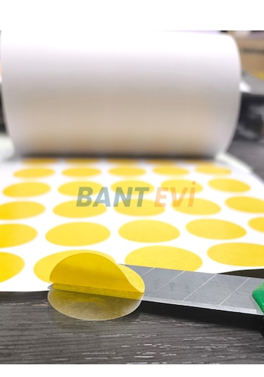 Yuvarlak Kesim Filmik Çift Taraflı Bant 50adet 28mm Şeffaf Diecut