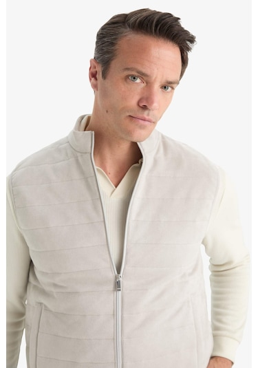 Defacto Slim Fit Dar Kesim Dik Yaka Fermuarlı Süet Yelek F0246ax25augr184 Gri