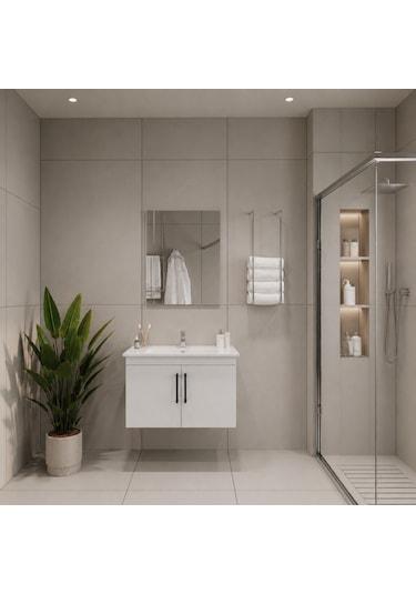 Creavit D20 Banyo Dolabı Seti Çekmeceli 65 Cm Beyaz
