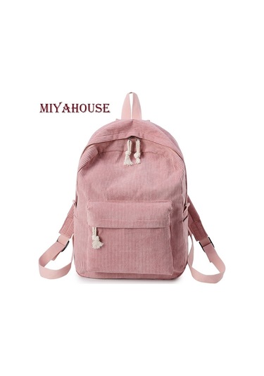 Soft Fabric Backpack Female Corduroy Design School Backpack For Teenage Girls Women Light Brown Kahverengi