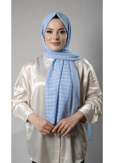 Bebe Mavisi Desenli Şal Şifon Kumaş Kareli Çizgili 202107 11