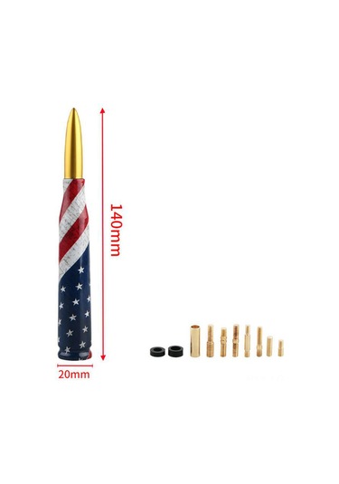 Leezsing Altın Renkli Metal Araç Anten Modifiye Kiti - 140mm Evrensel Kurşun Başlık Tasarım