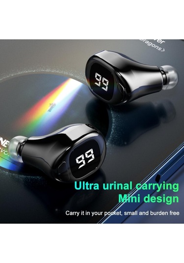 F6 Bluetooth Kulaklık Mini Görünmez Kulak İş Dijital Ekran Kulaklık