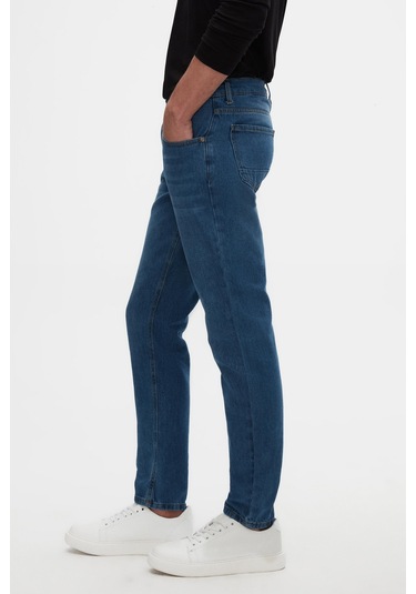 Ds Damat Comfort Fit Mavi Düz Jean Kot Beş Cepli Yıkamalı Denim Pantolon 3hcj3ort00103 701