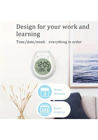 Topshop1 Beyaz Buyuk Lcd Ekranli Dijital Banyo Saati Dus Zamani Termometre Sökme Kupa 99 Dakika Geri Sayim Celsius Fahrenheit 12 24 Saat