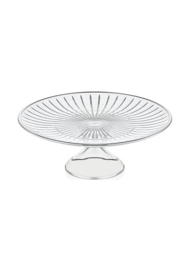 Decorium Cam Ayaklı 26 Cm Servis Tabağı Accademia Platin M06452-ab Şeffaf