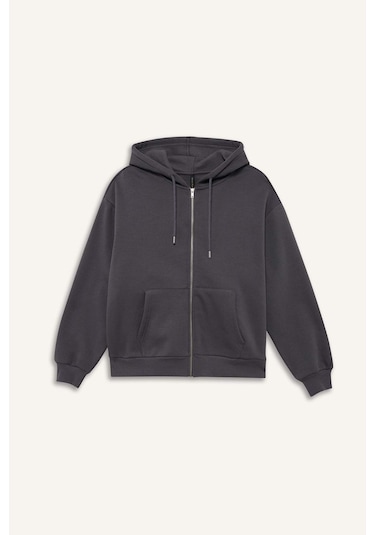 Defacto Relax Fit Kapüşonlu Sweatshirt C1809ax26spar191 Antrasit-ar191