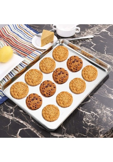 Maoyaya Fırçalık Sac Seti 3'lü, Paslanmaz Çelik Çerez Saklama Çakçası Tavası, 9/12/16 İnç, Toksiksiz Kolay Temiz Çelik