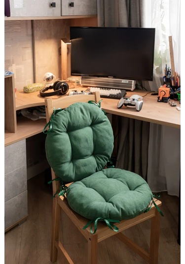 Slavıca Sandalye Yastığı Yuvarlak 40x40 Cm 2'li Set 362561807 Yeşil