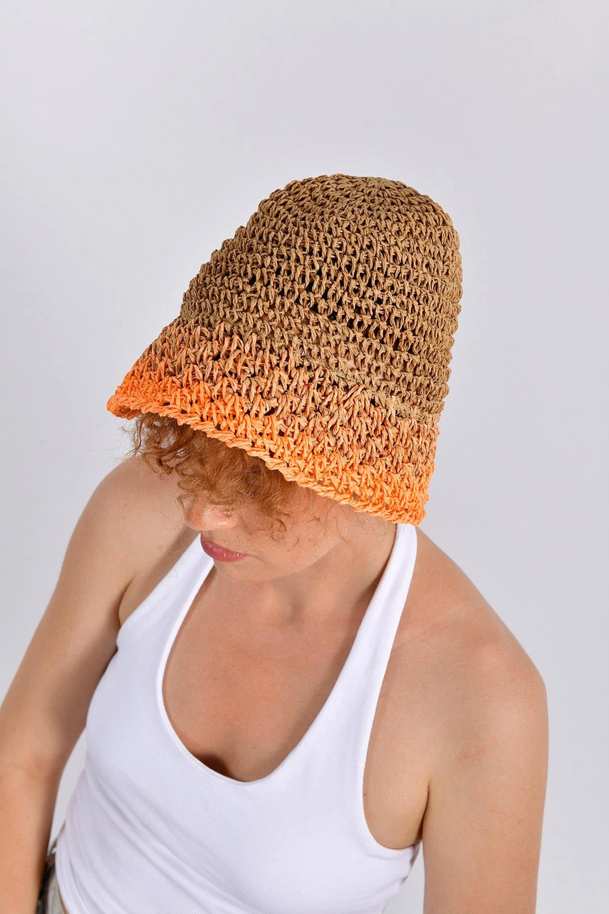 Kehribar Tonlu Renk Geçişli Şapka Çok Renkli