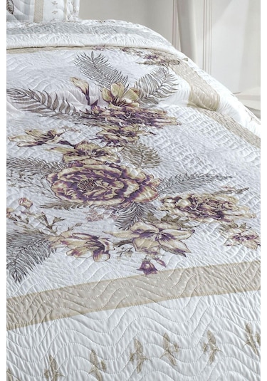 Örtüm Asya Lila Çift Kişilik Kapitone Yatak Örtüsü Lila