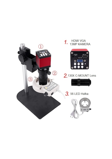 TriLine 13MP HD 60F/S Endüstriyel Mikroskop Kamera 130XC Montaj L