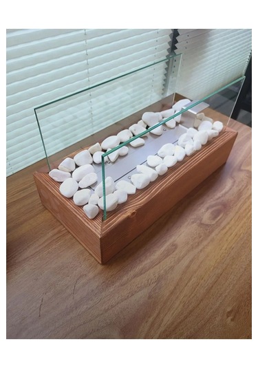 Ahşap Bioethanol Masaüstü Şömine Sertifikalı Yakıt Ve Taş Hediyel