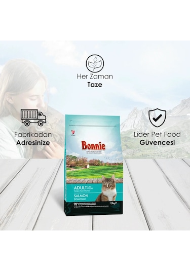 Bonnie Somonlu Yetişkin Kedi Maması 3 x 1500 G