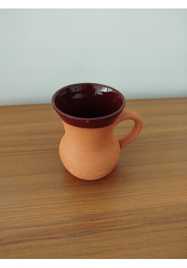 Toprak El Yapımı İçi Sırlı Soğuğu Koruyan Ayran Bardağı 300 Ml