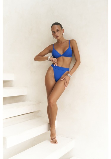 Bagus Kalın Bantlı Brezilyan Mavi Bikini Altı Mavi