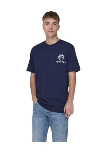Only Erkek Popeye Regular Kısa Kollu Tişört 22029521 Lacivert