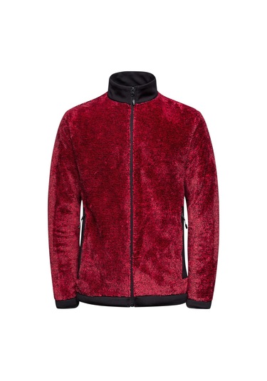 2as San Diago Erkek Tam Fermuarlı Çizgili Polar Kırmızı