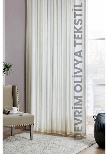 Devrim Olivya Tekstil Lüks Krem Saten Perde 1. Kalite Dikim Güneşlik - Her Ölçü Mevcut En X Yükseklik Krem